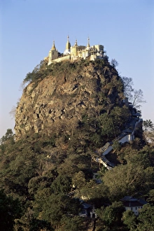Burmese Prints: Mount Popa, centre of Nat worship, Myanmar (Burma), Asia
