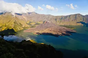 Lombok Prints: Mount Rinjani caldera, Segara Anak lake and the active volcano
