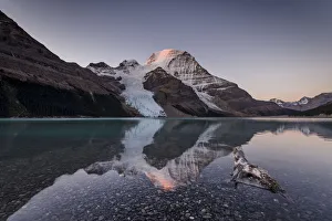 Alpenglow Prints: Mount Robson, Canadian Rockies highest peak, in the morning, viewed from the Berg Lake