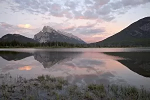 Mount Rundle at sunset reflected in Vermillion Lake, Banff National Park