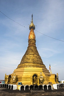 Hpa An Prints: Mount Zwegabin Monasterys gold stupa, Hpa An, Kayin State (Karen State), Myanmar (Burma)