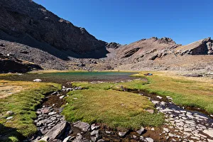 Clear Skies Prints: Mountain lake, Laguna Larga, at the foot of Mulhacen