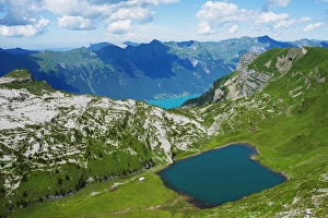Mountain lake above lake Interlaken, Jungfrau-Aletsch, UNESCO World Heritage Site, Swiss Alps, Switzerland, Europe