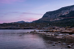 Landform Prints: Mountain landscape on the coast at sunset, Greece