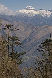 Mountain landscape, Pele La (Pass), Bhutan, Himalayas, Asia