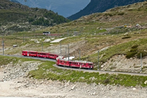 Railway Prints: Mountain railway, Bernina Pass, Switzerland, Europe