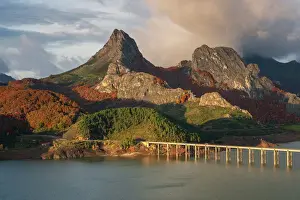 Connections Prints: Mountain range landscape during Autumn in Picos de Europa National Park, Spain, Europe