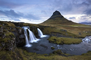 Snaefellsnes Peninsula Gallery: Mountain river with Kirkjufell (Church Mountain) in background, Grundafjordur, Snaefellsnes