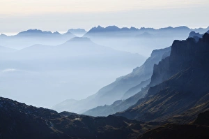 Eerie Prints: Mountain silhouette, Chamonix, Haute-Savoie, French Alps, France, Europe