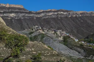 Daily Prints: Mountain village built on a hillside under clear blue sky in Dagestan