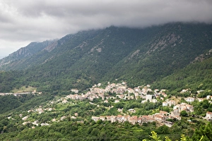 Corsica Prints: Mountain village, Island of Corsica, France