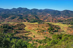 Shan State Prints: Mountainous countryside near Kalaw, Shan State, Myanmar (Burma), Asia