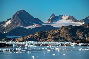 Rugged Terrain Prints: Mountainous fjord, Kulusuk, Greenland, Denmark, Polar Regions
