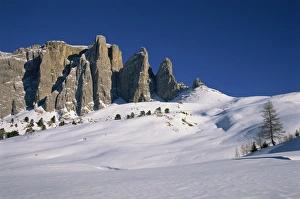 Rock Cliff Prints: Mountains in the Passo Sella near the ski resort of