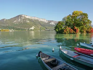 Annecy Prints: Mountains, small boats, and fall color on Lake Annecy