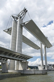 Images Dated 3rd July 2008: Movable bridge Flaubert 2008 on River Seine during Armada 2008, Rouen, Normandy