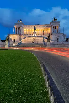 Victor Emmanuel Monument Prints: Moving traffic around Piazza Venezia with the Victor Emmanuel Monument at night