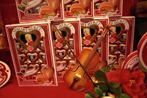 Austria Prints: Mozart chocolates in Reber store, Salzburg, Austria, Europe