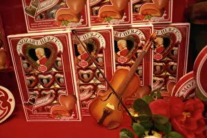 Mozart chocolates in Reber store, Salzburg, Austria, Europe