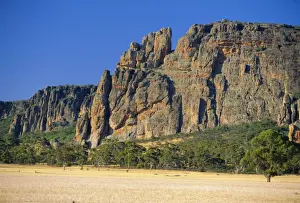 Rock Climbing Prints: Mt Arapiles, a rock-climbing venue near Natimuk that rises out of the Wimmera