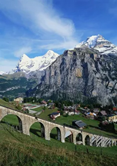 Rolling Landscape Prints: Mt Eiger, Mt Jungfrau and Mt Monch, Murren, Bernese Oberland, Switzerland