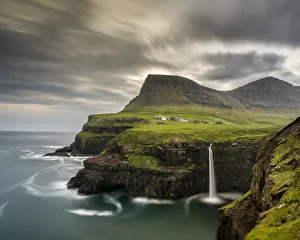 Mulafossur Waterfall, Vagar Island, Faroe Islands, Denmark, Atlantic, Europe