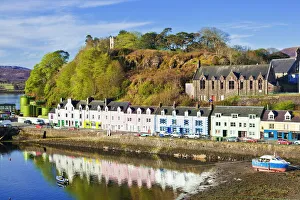 Multi Coloured Prints: Multi-coloured houses with reflections in Portree harbour