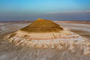 Sandstone Gallery: Multi coloured mountain at sunset, Kyzylkup, Mangystau, Kazakhstan, Central Asia, Asia