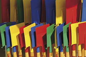 Calvados Prints: Multi coloured spades on sale at a beach shop on the Planche, Deauville