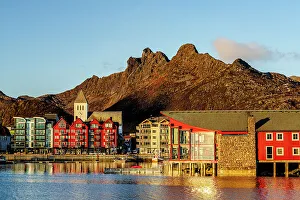Multi Colored Prints: Multicolored houses at dawn, Svolvaer