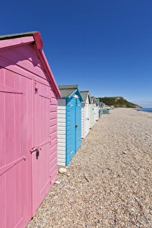 Colourful Prints: Multicoloured beach huts at Seaton