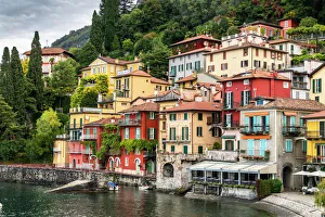 Old Towns Prints: Multicoloured houses in the old town of Varenna, Lake Como, Lombardy, Italian Lakes