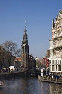 Amstel River Prints: The Munttoren (Mint Tower) on the Amstel River, Amsterdam, Netherlands, Europe