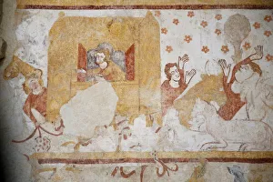 Burgundy Prints: Mural of Noahs Ark and The Flood, dating from the 12th to 16th centuries