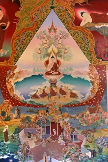 Images Dated 3rd August 2010: Detail of a mural painting in the Uposatha (shrine hall) of Buddhapadipa temple