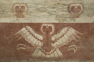 Mural in the Palace of Tetitla, believed to represent an eagle, Archaeological Zone of Teotihuacan Mural in the Palace of Tetitla, believed to represent an eagle, Archaeological Zone of Teotihuacan