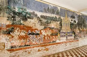 Mural in the Royal Palace Complex, Phnom Penh, Cambodia, Indochina, Southeast Asia, Asia