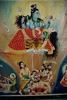 Indian Culture Gallery: Mural of Shiva and his consort Parvati, India, Asia