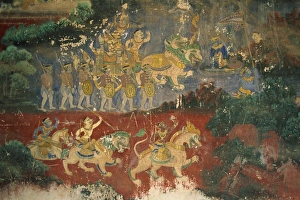 Silver Pagoda Prints: Mural in Silver Pagoda of the life of Jayarvaman, Phnom Penh, Cambodia