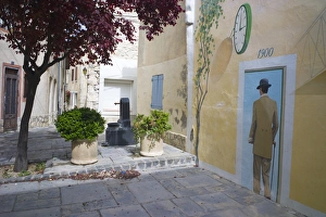 Paving Stone Prints: Mural in the town of Sigean, Languedoc-Roussillon, France, Europe
