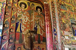 Murals in the the 16th century Christian Monastery and church of Azuwa Maryam, Zege Peninsula, Lake Tana, Ethiopia, Africa