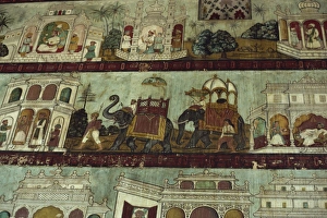 Murals in Tipu Sultans palace, Seringapatam, Mysore, Karnataka state, India, Asia