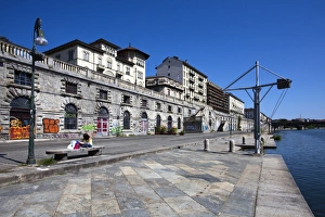 Piemonte Prints: The Murazzi del Po in summer, Turin, Piedmont, Italy, Europe