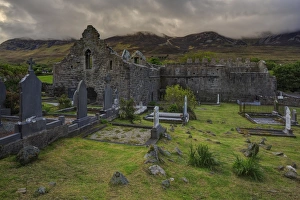 Gravestone Prints: Murrisk Abbey, County Mayo, Connacht, Republic of Ireland, Europe