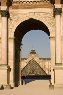 Musee du Louvre and Arc de Triomphe du Carrousel, Paris, France, Europe