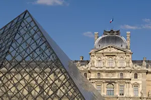 Musee du Louvre and Pei Pyramid, Paris, France, Europe