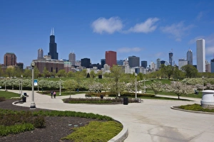 Museum Campus, Grant Park and the South Loop city skyline, Chicago, Illinois Museum Campus, Grant Park and the South Loop city skyline, Chicago, Illinois