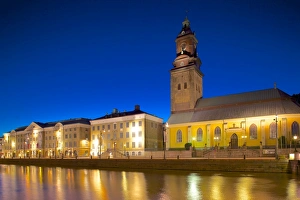 Gothenburg Prints: Museum and church at night, Gothenburg, Sweden, Scandinavia, Europe