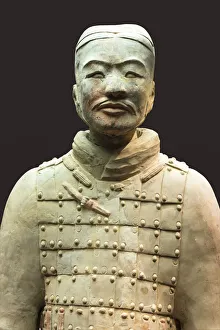 Army Soldier Prints: Museum of the Terracotta Warriors, bust of a Cavalryman, Xian, Shaanxi Province, China