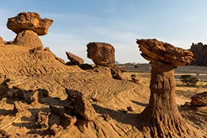 Balance Prints: The mushroom rock formations, Ennedi Plateau, UNESCO World Heritage Site, Ennedi region